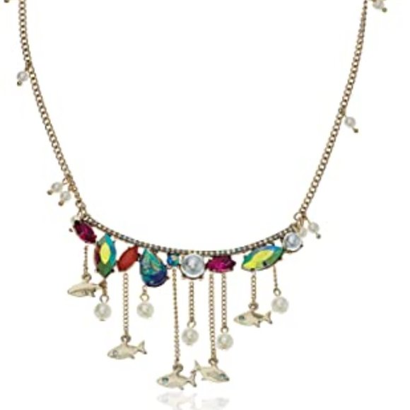 NWOT Betsey Johnson Ocean Fish Pearl Necklace - Fun, Unique, Rare, Avant Garde - Picture 1 of 3